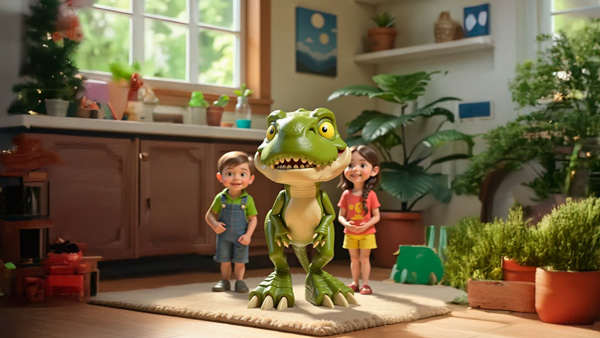 Un Juguete de Dinosaurio Cobra Vida: Una Aventura al Estilo Pixar Generada por IA